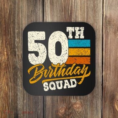 Funny 50th Birthday Squad Group Vintage Retro Coaster