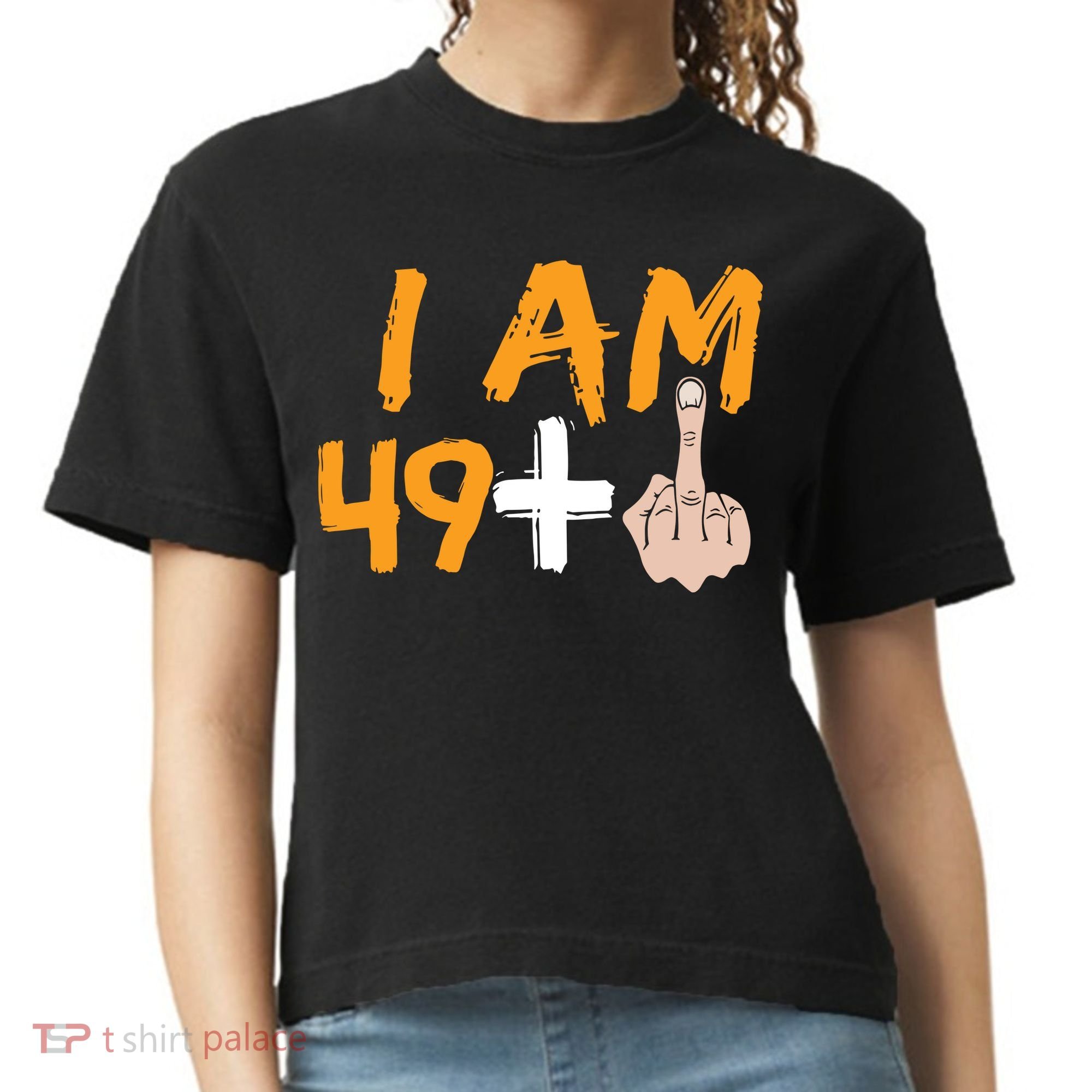 Funny 50th Birthday Gift I Am 49 Plus Middle Finger Comfort Colors Boxy T-Shirt