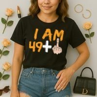 Funny 50th Birthday Gift I Am 49 Plus Middle Finger Comfort Colors Boxy T-Shirt thumb 2