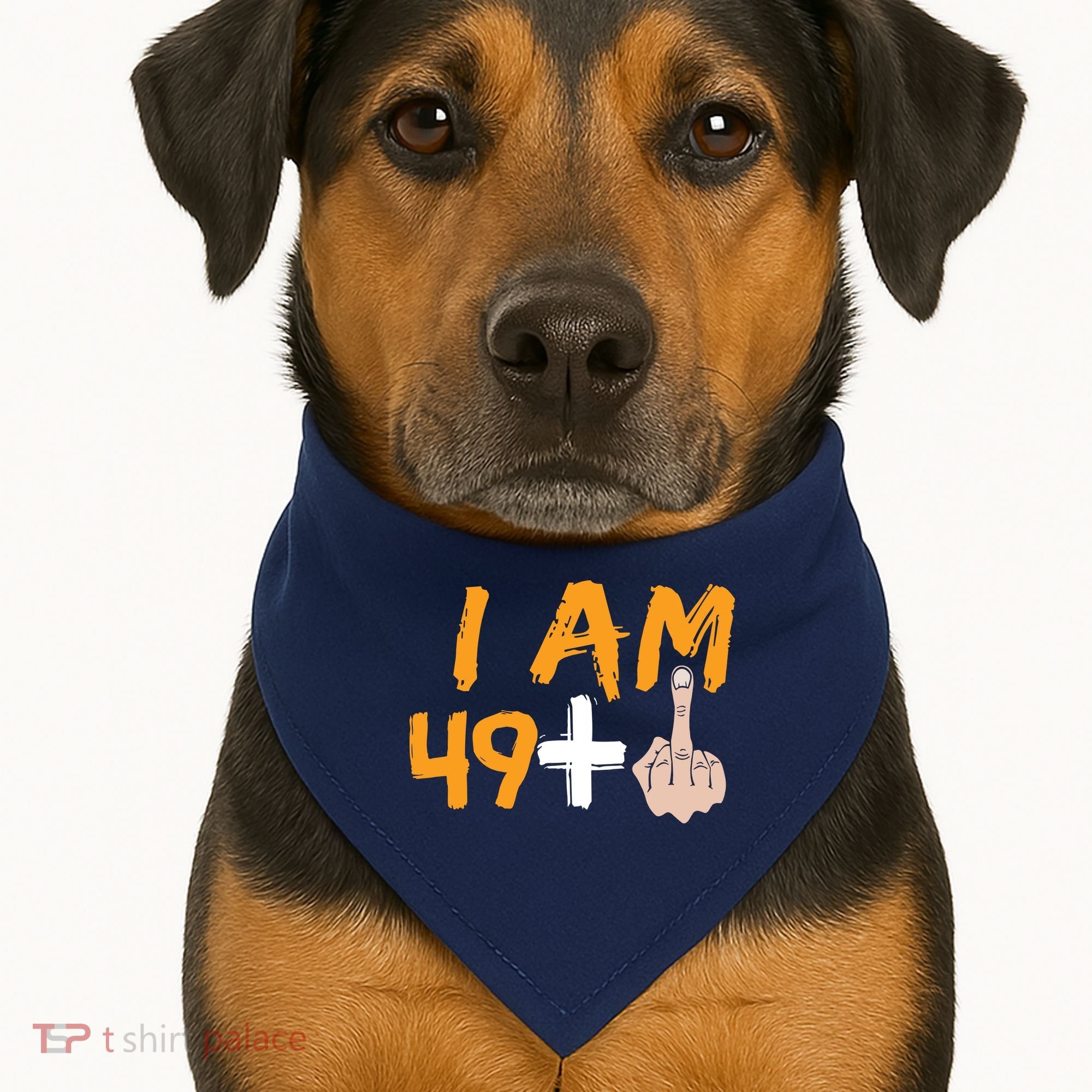 Funny 50th Birthday Gift I Am 49 Plus Middle Finger USA-Made Doggie Bandana