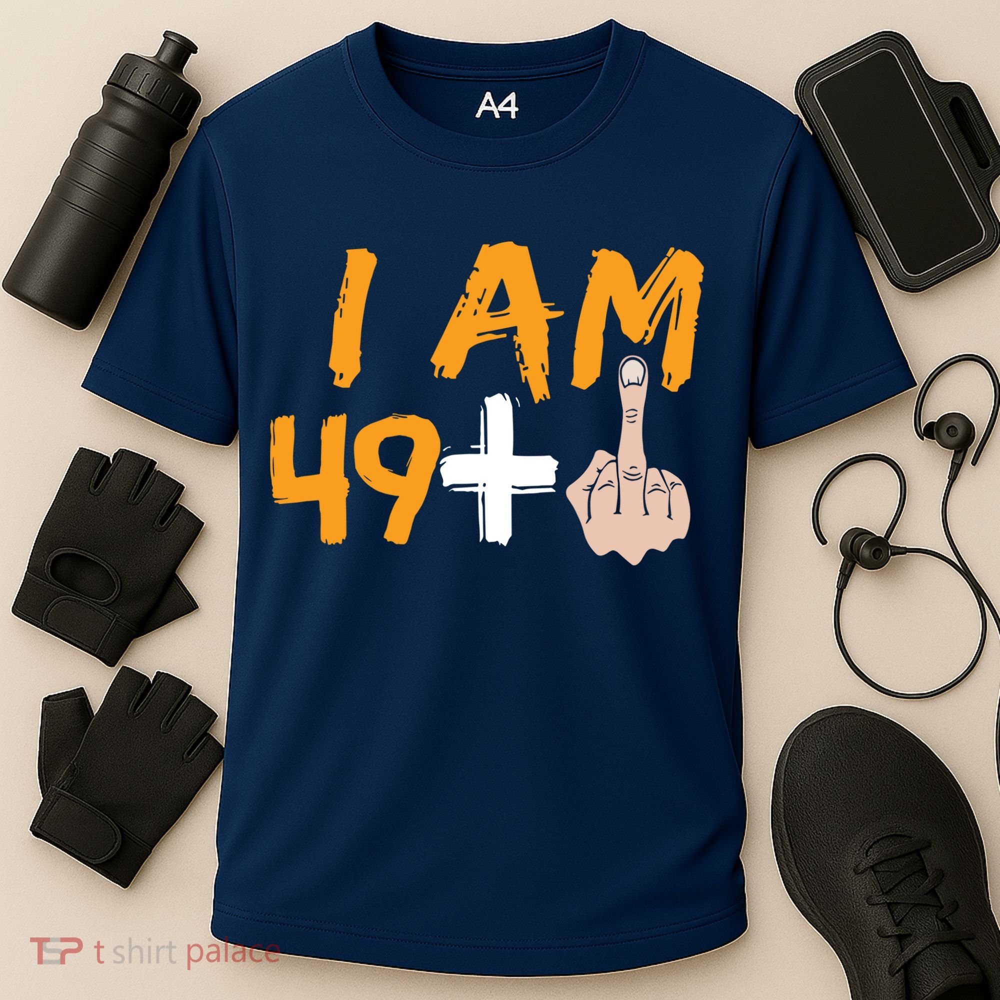 Funny 50th Birthday Gift I Am 49 Plus Middle Finger Cooling Performance Crew T-Shirt