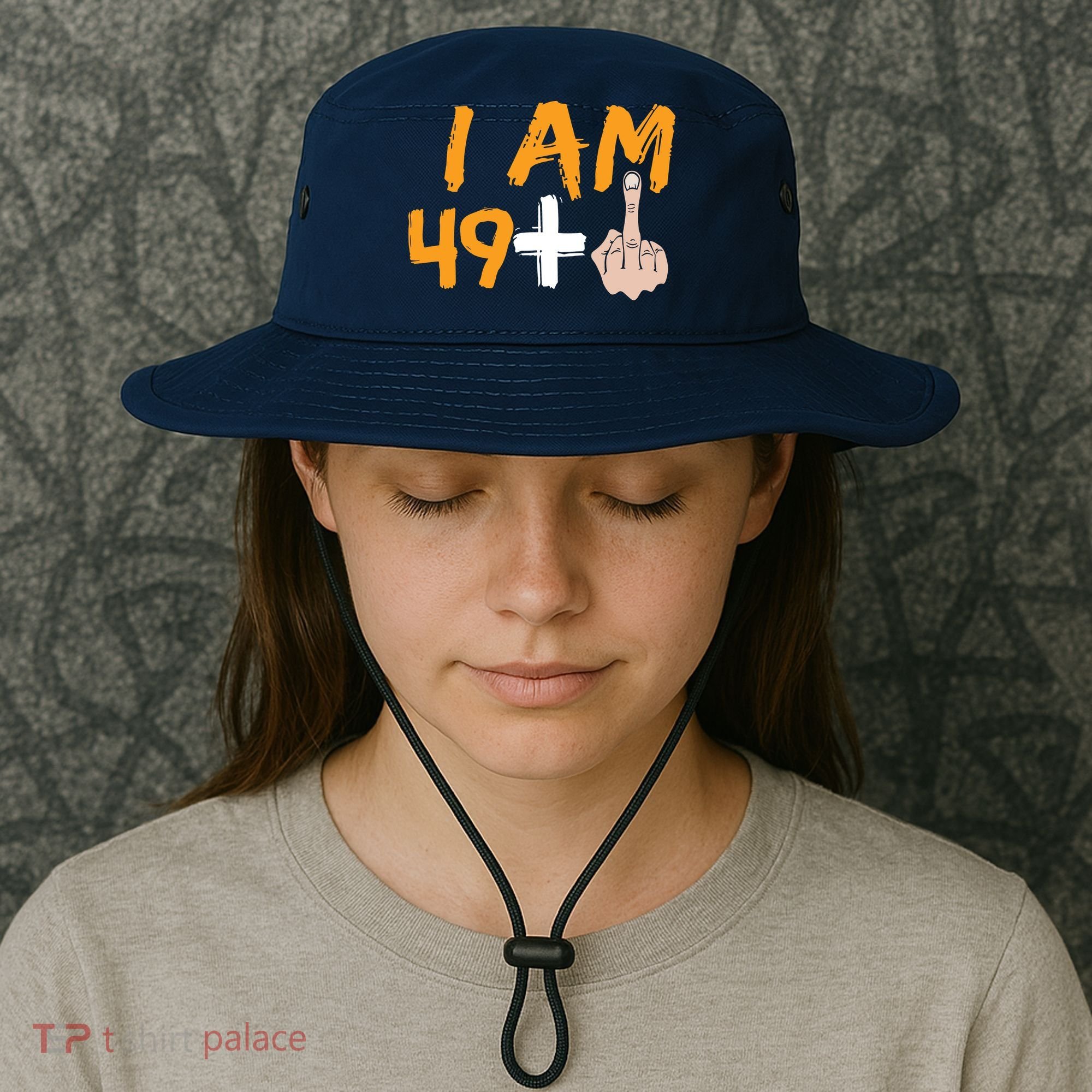 Funny 50th Birthday Gift I Am 49 Plus Middle Finger Bucket Hat