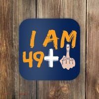 Funny 50th Birthday Gift I Am 49 Plus Middle Finger Coaster thumb 0