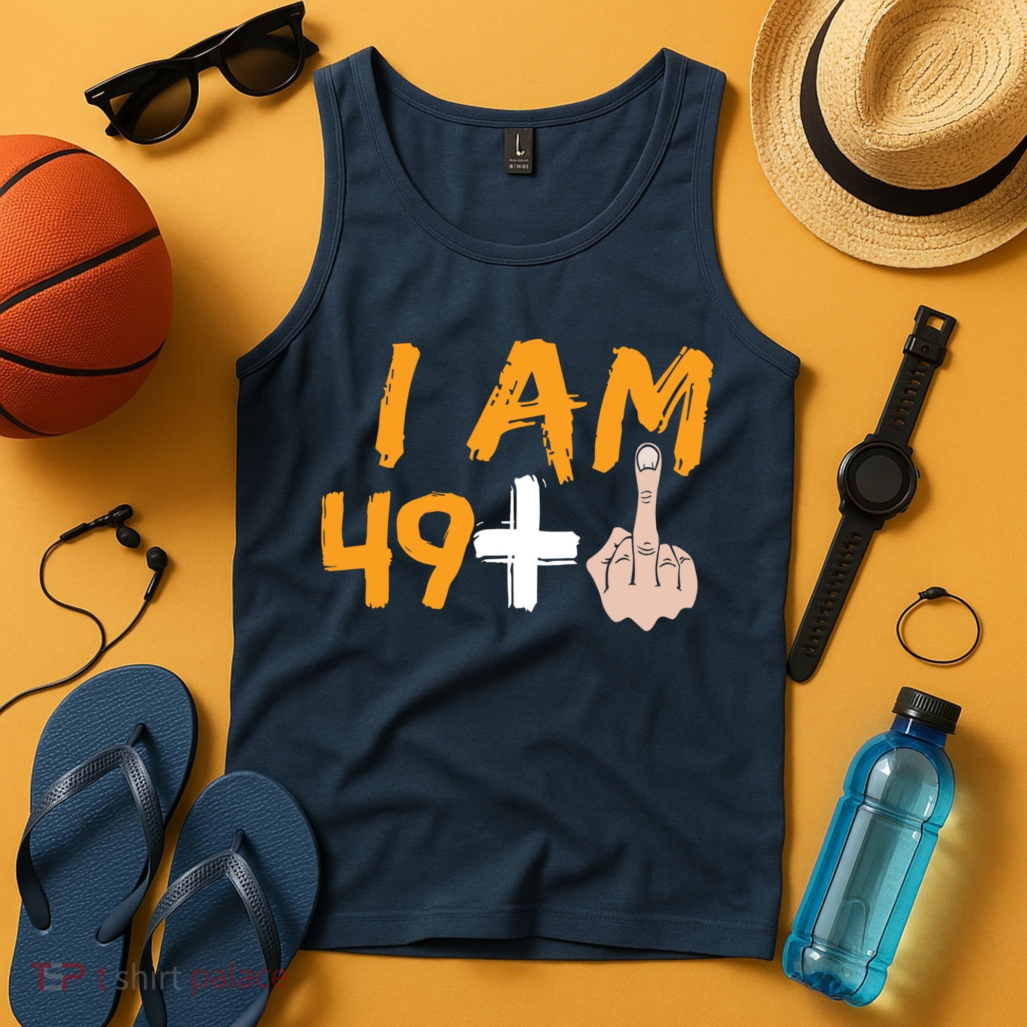 Funny 50th Birthday Gift I Am 49 Plus Middle Finger Tank Top