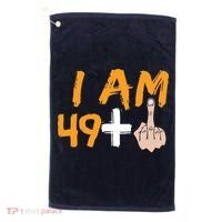 Funny 50th Birthday Gift I Am 49 Plus Middle Finger Golf Towel thumb 0
