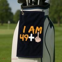 Funny 50th Birthday Gift I Am 49 Plus Middle Finger Golf Towel thumb 2