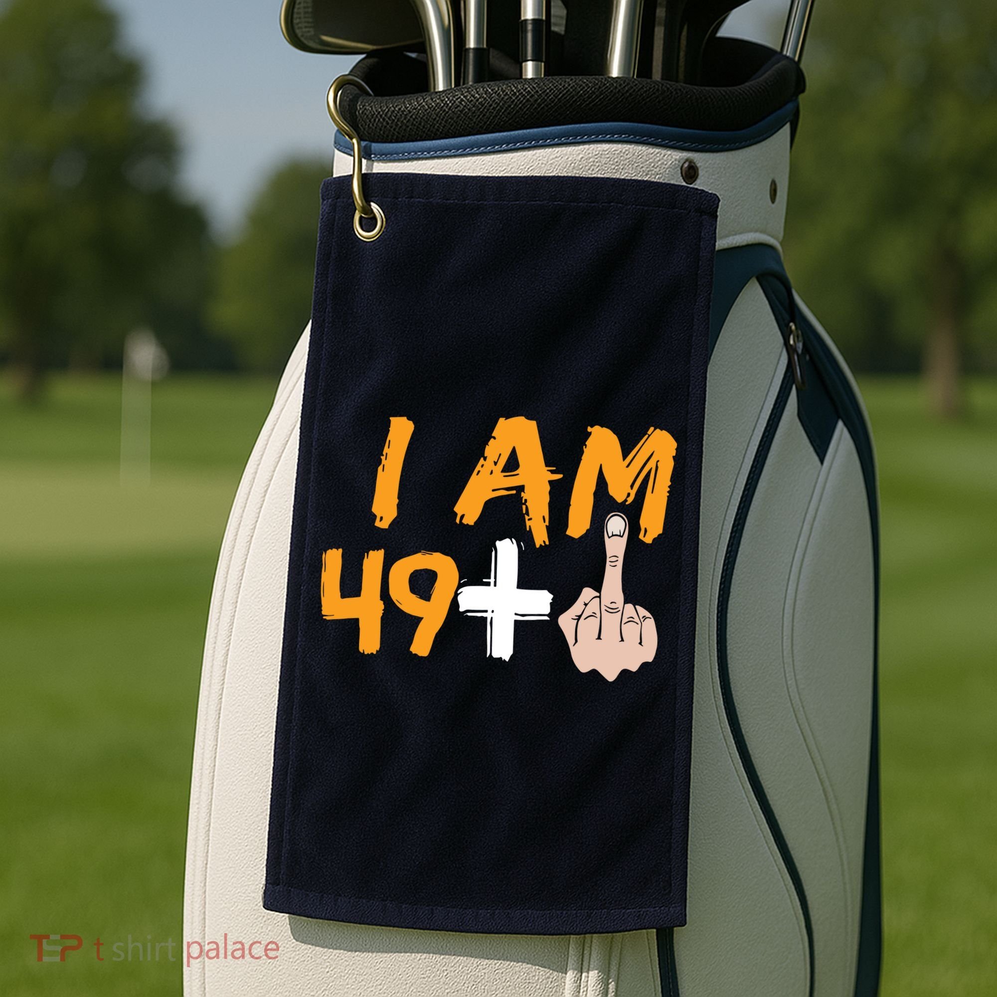 Funny 50th Birthday Gift I Am 49 Plus Middle Finger Golf Towel