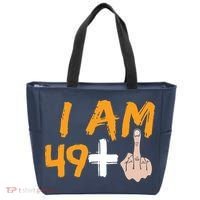 Funny 50th Birthday Gift I Am 49 Plus Middle Finger Tote Bag thumb 0
