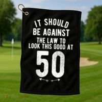 Funny 50th Birthday Gag Gift Idea 50 Year Old Joke Golf Towel thumb 1