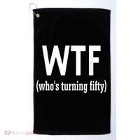 Funny 50th Birthday Gift Who's Turning Fifty Golf Towel thumb 0