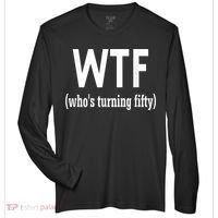 Funny 50th Birthday Gift Who's Turning Fifty Zone Performance Long-Sleeve T-Shirt thumb 0