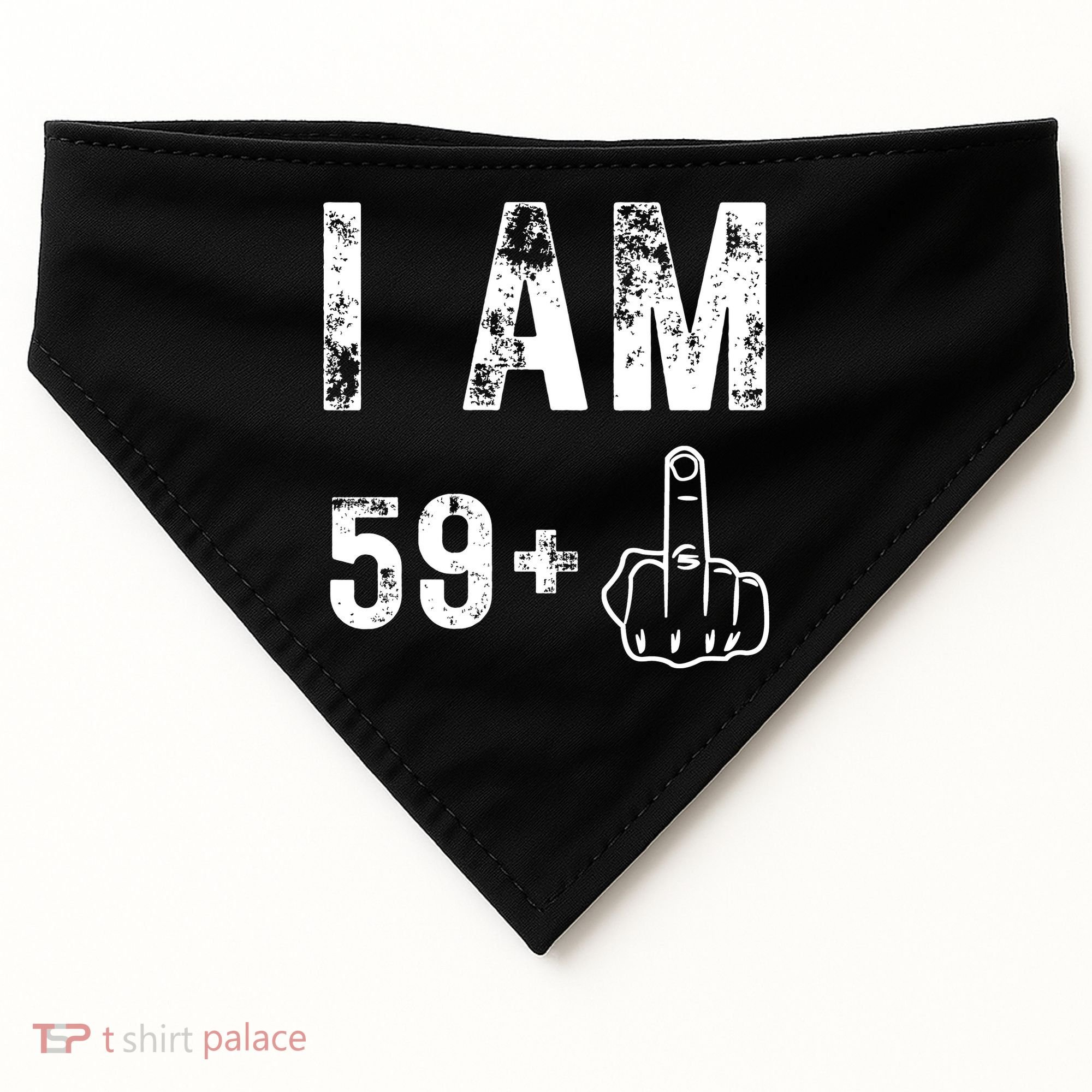Funny 59 + One Middle Finger 60th Birthday Gifts For Wo USA-Made Doggie Bandana