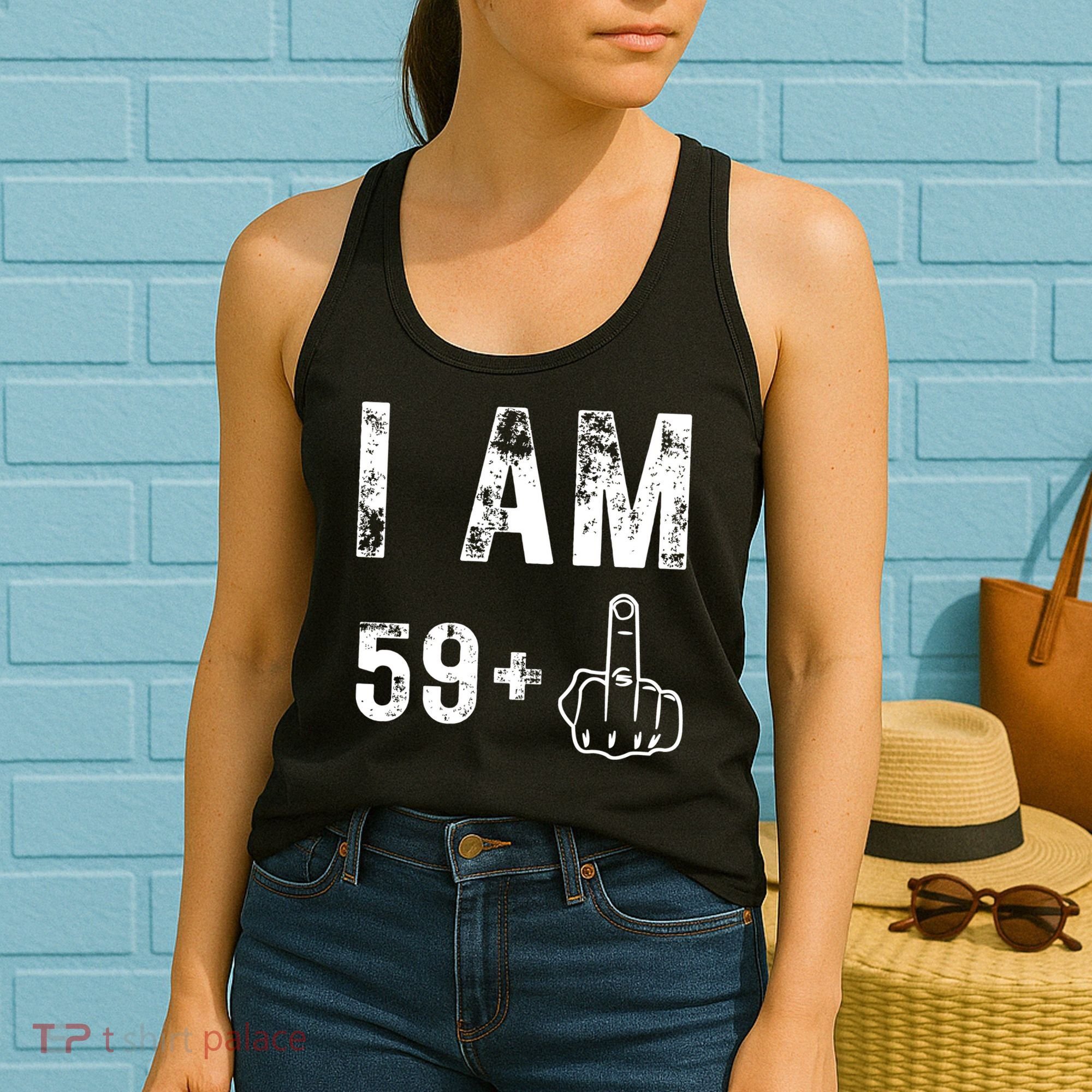 Funny 59 + One Middle Finger 60th Birthday Gifts For Wo Women's Tank Top