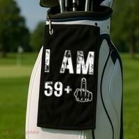 Funny 59 + One Middle Finger 60th Birthday Gifts For Wo Golf Towel thumb 2