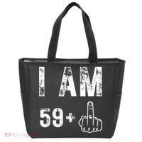 Funny 59 + One Middle Finger 60th Birthday Gifts For Wo Tote Bag thumb 0