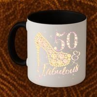 Fabulous & 50 Sparkly Heel 50th Birthday Coffee Mug thumb 2