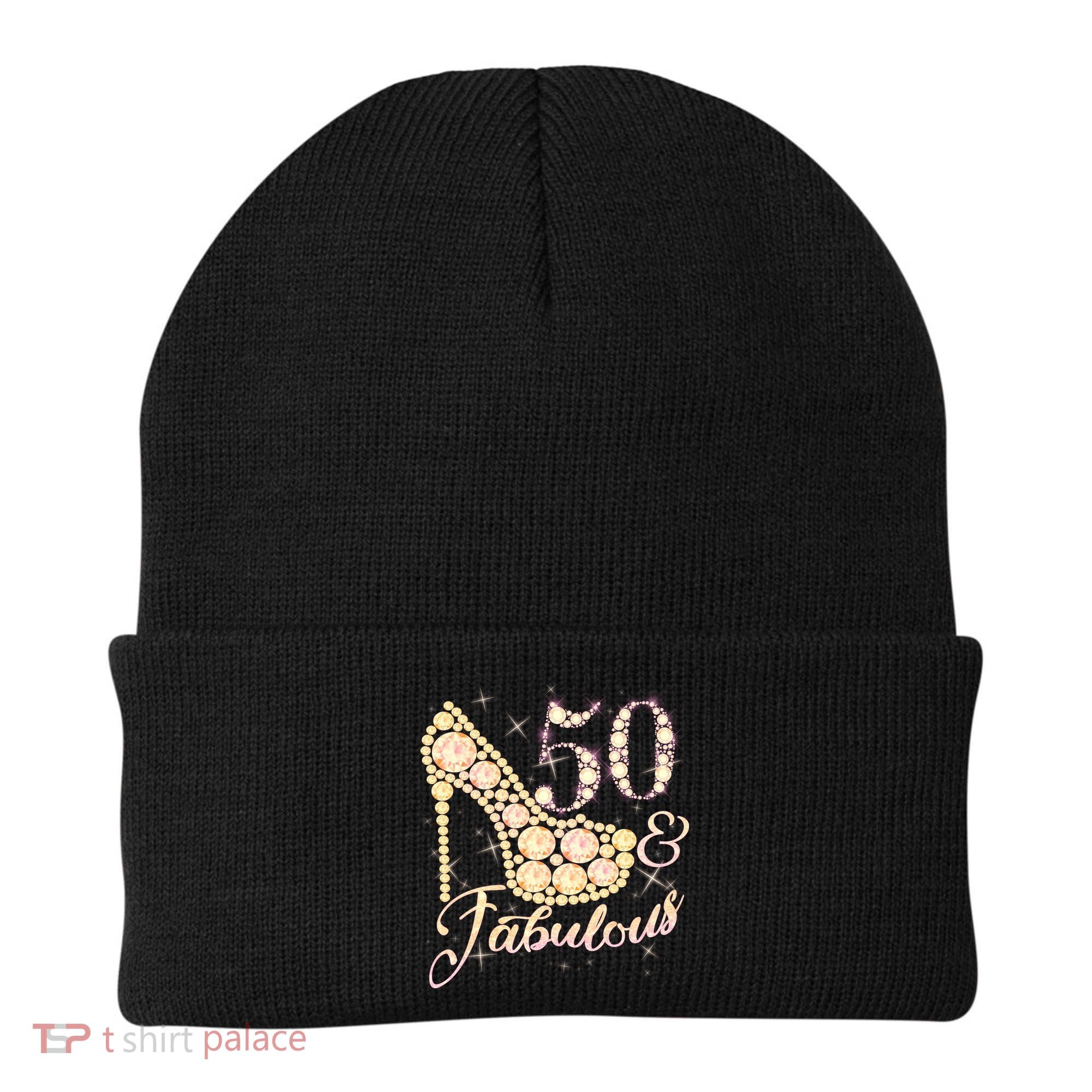Fabulous & 50 Sparkly Heel 50th Birthday Beanie