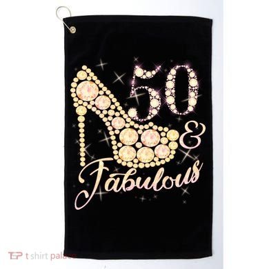 Fabulous & 50 Sparkly Heel 50th Birthday Golf Towel