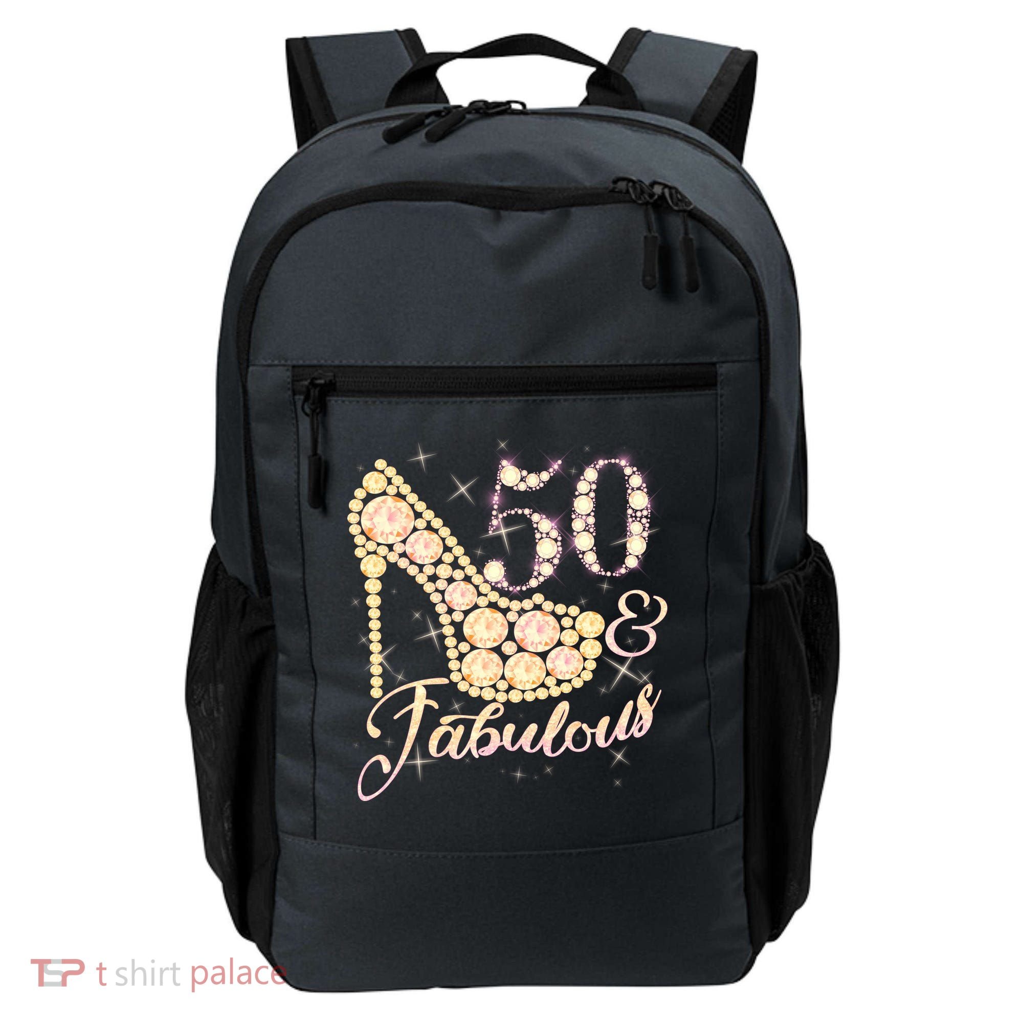 Fabulous & 50 Sparkly Heel 50th Birthday Backpack