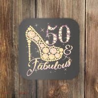 Fabulous & 50 Sparkly Heel 50th Birthday Coaster thumb 0