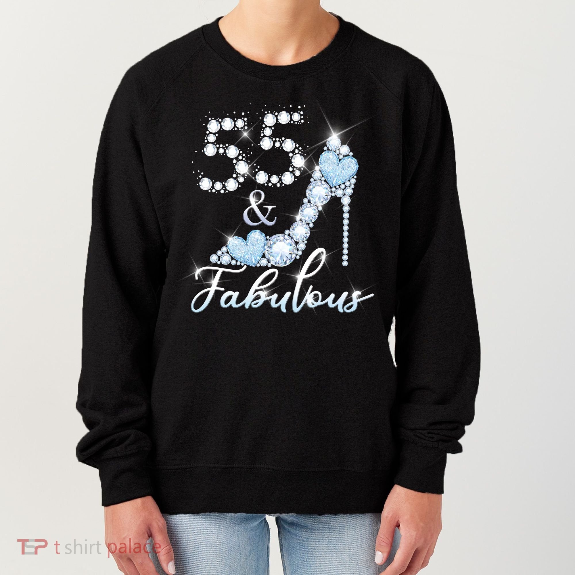 Fabolous 55th Years Old 55 Birthday Diamond Crown Shoes Women's Sweatshirt