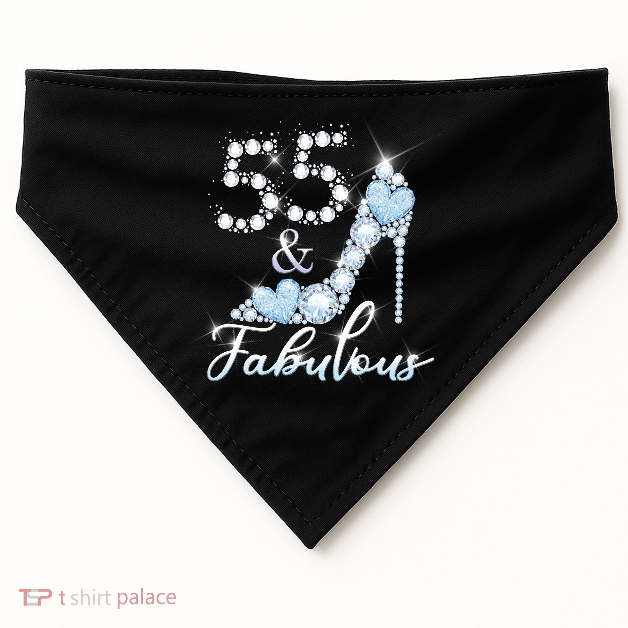 Fabolous 55th Years Old 55 Birthday Diamond Crown Shoes USA-Made Doggie Bandana