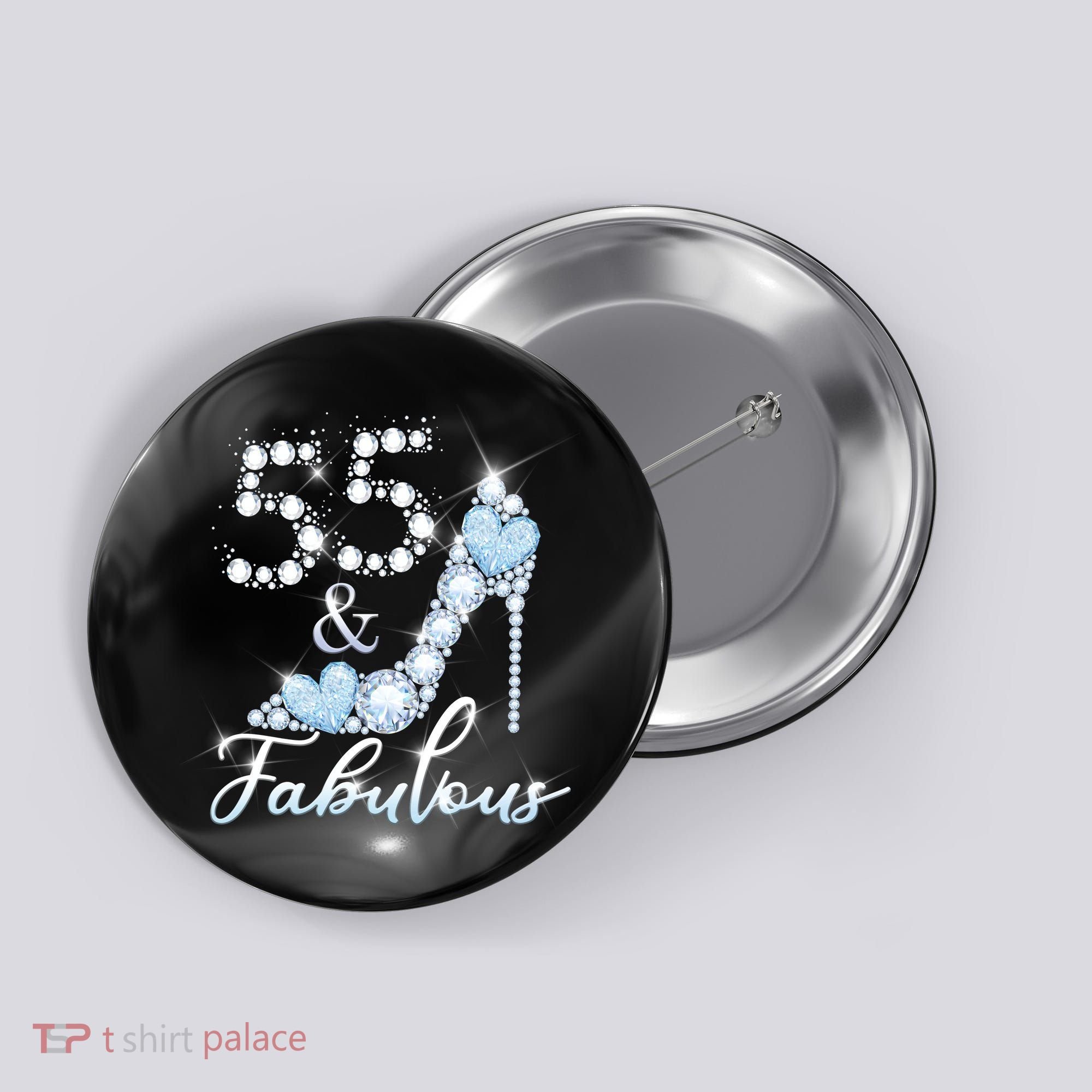 Fabolous 55th Years Old 55 Birthday Diamond Crown Shoes Button