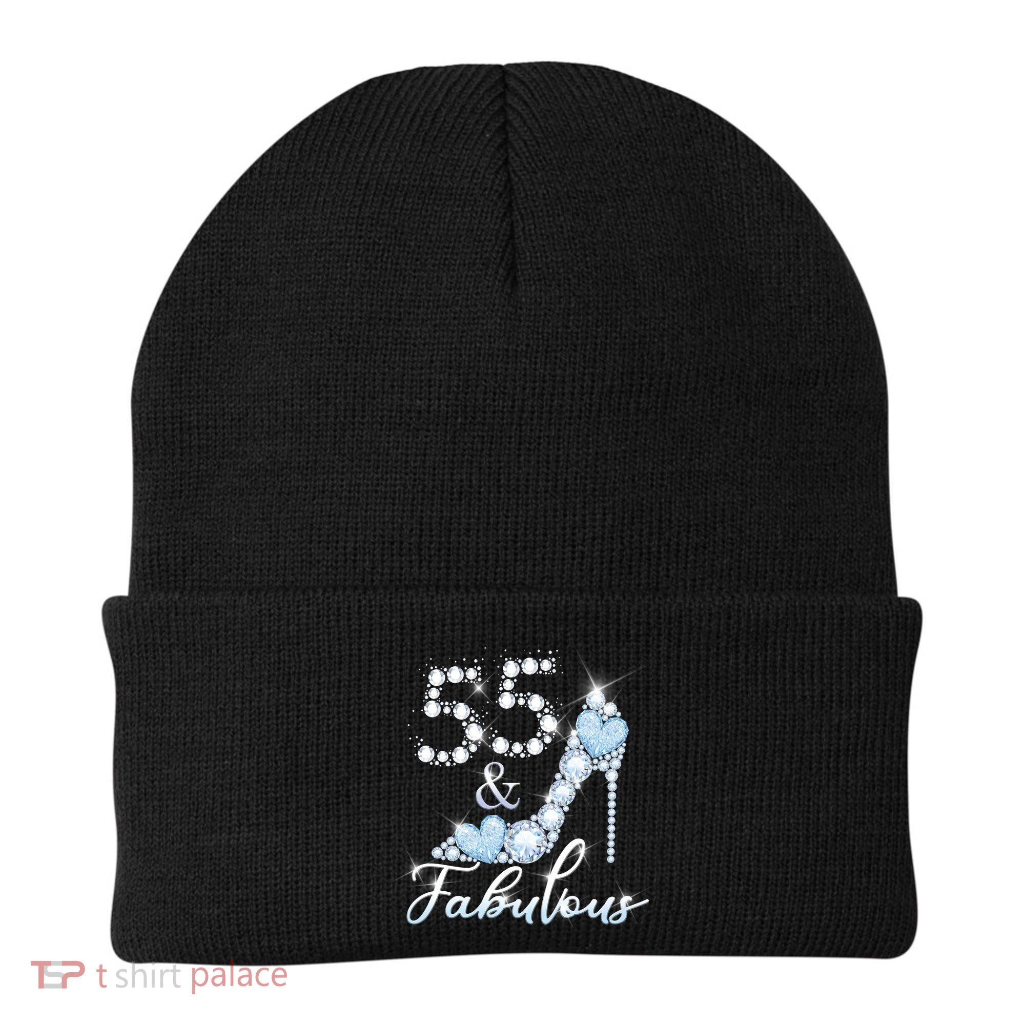 Fabolous 55th Years Old 55 Birthday Diamond Crown Shoes Beanie