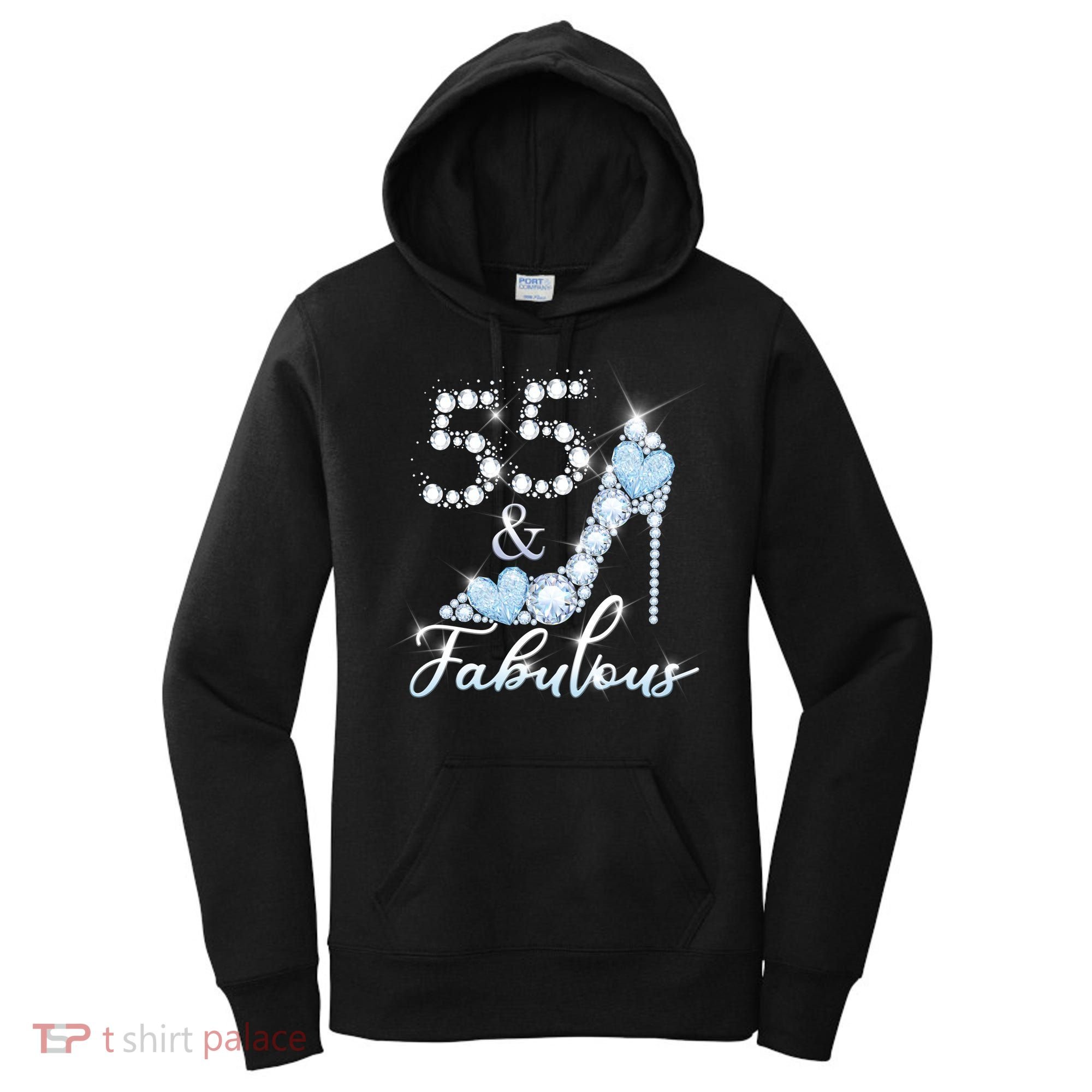 Fabolous 55th Years Old 55 Birthday Diamond Crown Shoes Women's Hoodie
