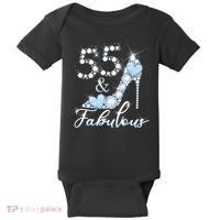 Fabolous 55th Years Old 55 Birthday Diamond Crown Shoes Baby Bodysuit thumb 0