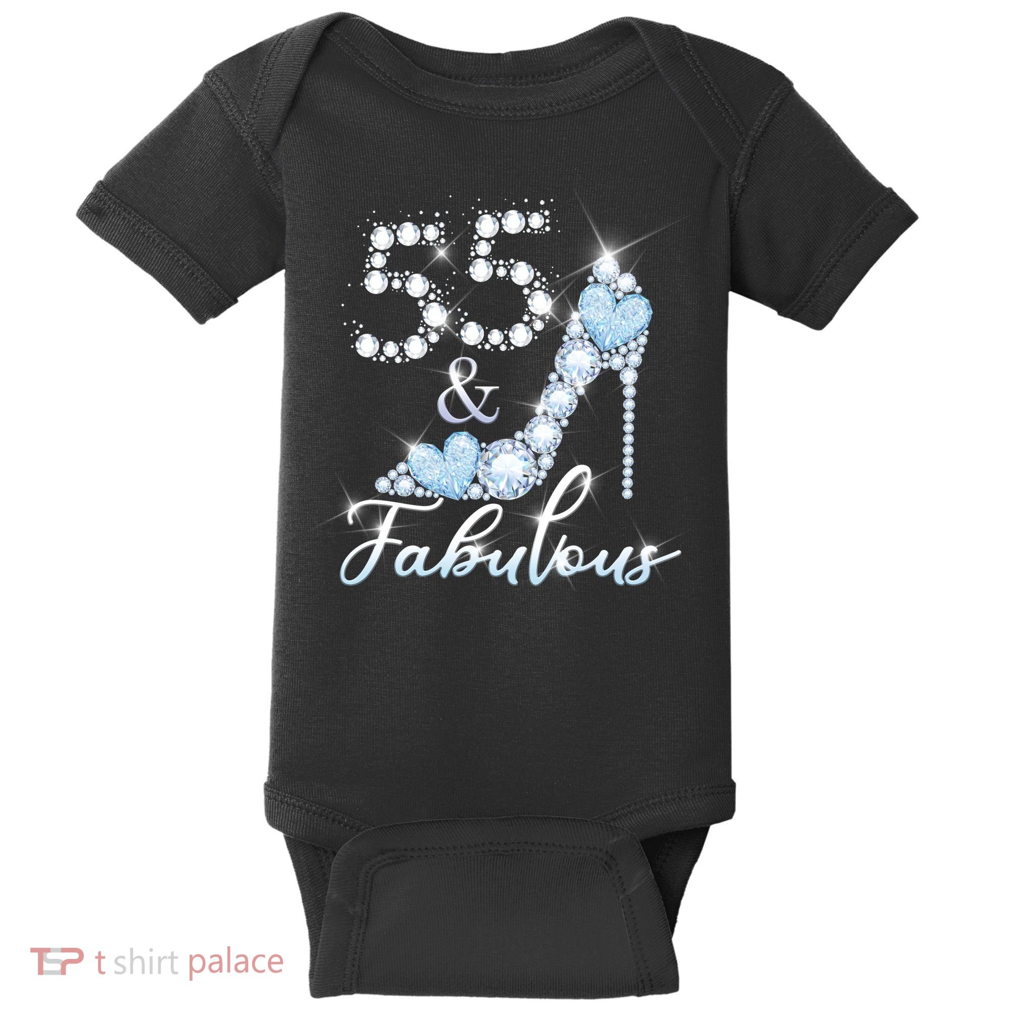 Fabolous 55th Years Old 55 Birthday Diamond Crown Shoes Baby Bodysuit