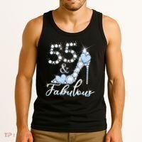 Fabolous 55th Years Old 55 Birthday Diamond Crown Shoes Tank Top thumb 3