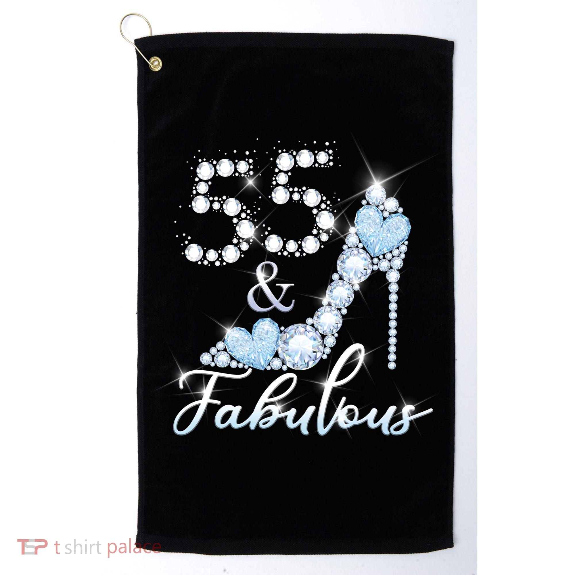 Fabolous 55th Years Old 55 Birthday Diamond Crown Shoes Golf Towel