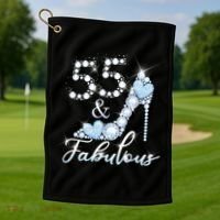 Fabolous 55th Years Old 55 Birthday Diamond Crown Shoes Golf Towel thumb 1