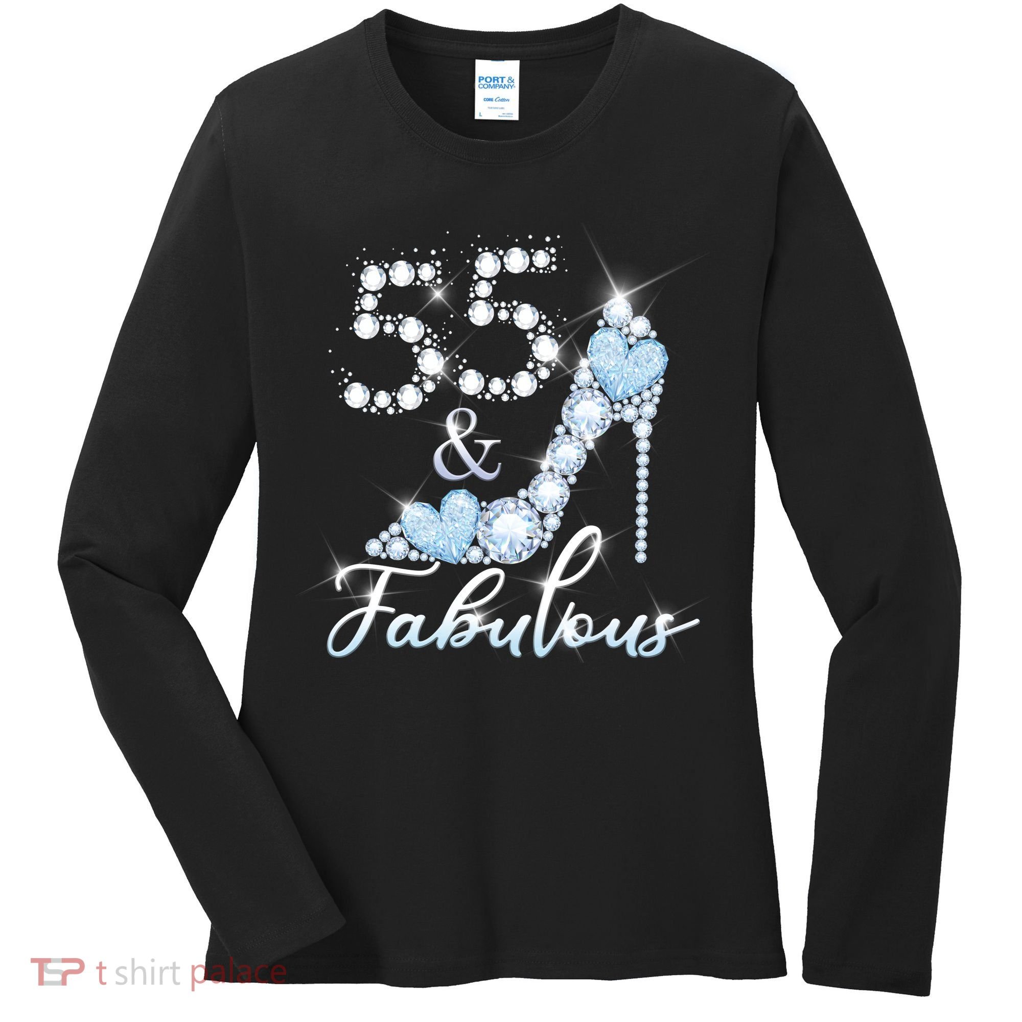 Fabolous 55th Years Old 55 Birthday Diamond Crown Shoes Women's Long Sleeve Shirt