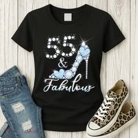Fabolous 55th Years Old 55 Birthday Diamond Crown Shoes Women's T-Shirt thumb 3