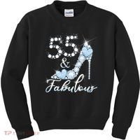 Fabolous 55th Years Old 55 Birthday Diamond Crown Shoes Kids Sweatshirt thumb 0