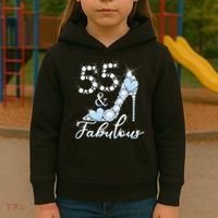 Fabolous 55th Years Old 55 Birthday Diamond Crown Shoes Kids Hoodie thumb 3