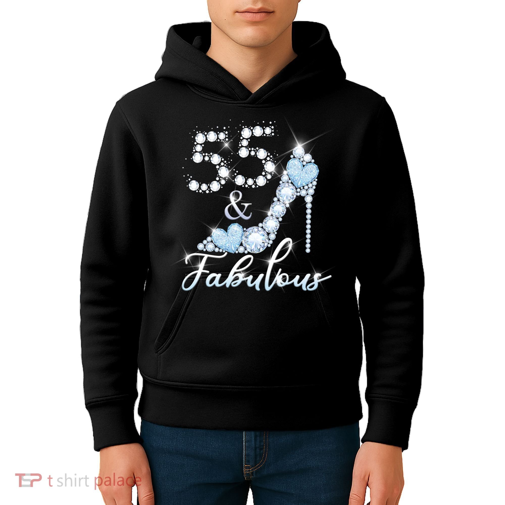 Fabolous 55th Years Old 55 Birthday Diamond Crown Shoes Kids Hoodie
