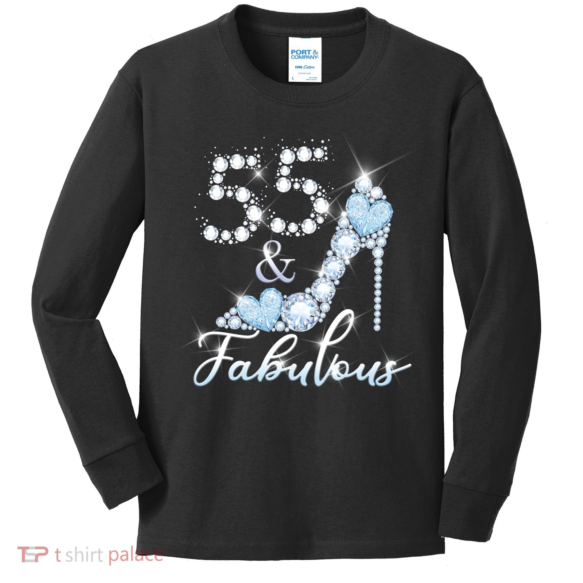 Fabolous 55th Years Old 55 Birthday Diamond Crown Shoes Kids Long Sleeve Shirt