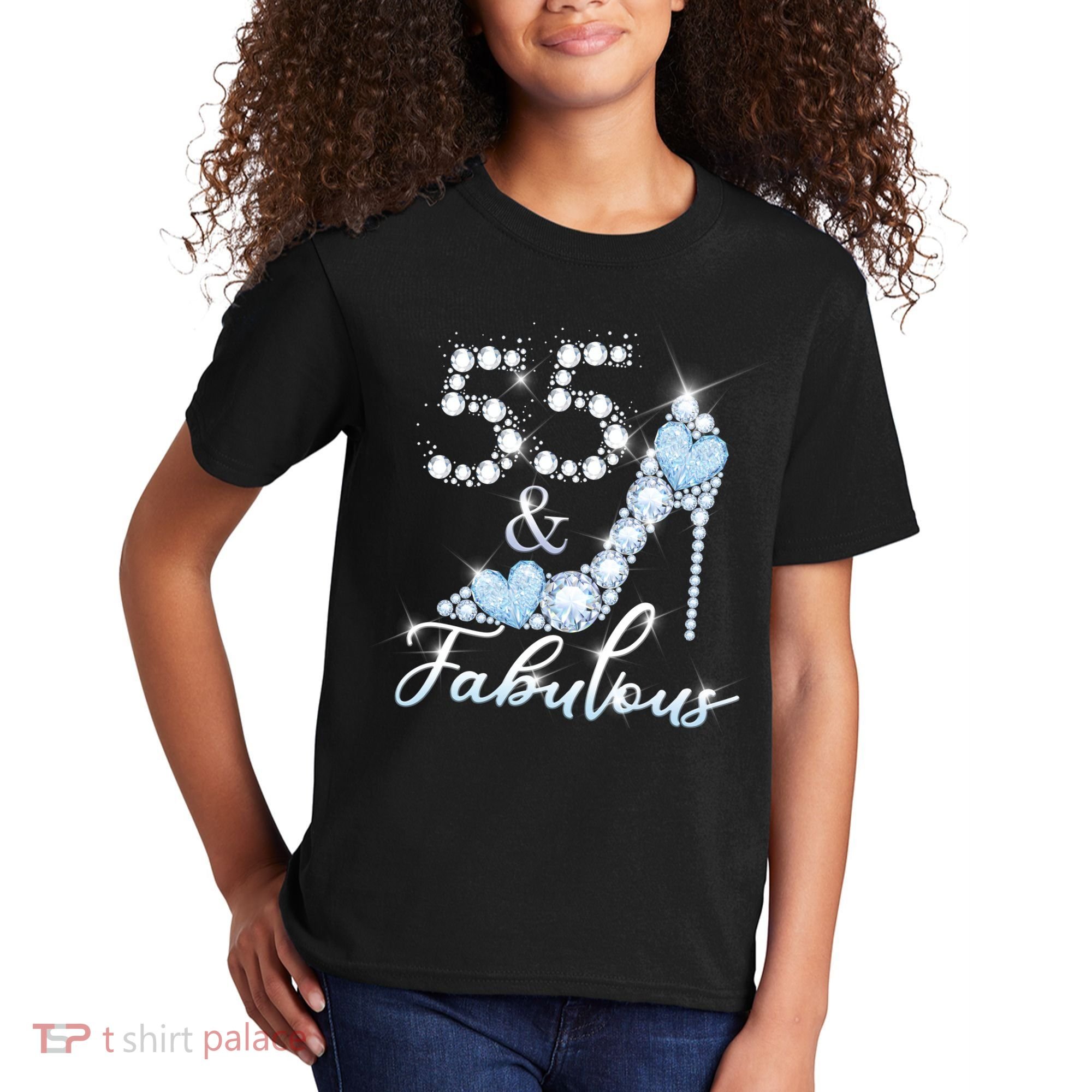 Fabolous 55th Years Old 55 Birthday Diamond Crown Shoes Kids T-Shirt