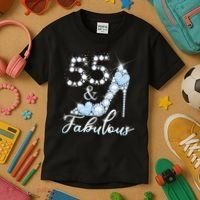 Fabolous 55th Years Old 55 Birthday Diamond Crown Shoes Kids T-Shirt thumb 3