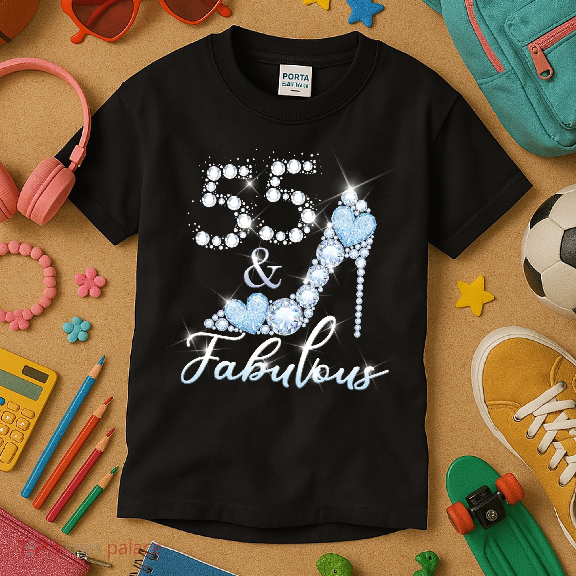 Fabolous 55th Years Old 55 Birthday Diamond Crown Shoes Kids T-Shirt