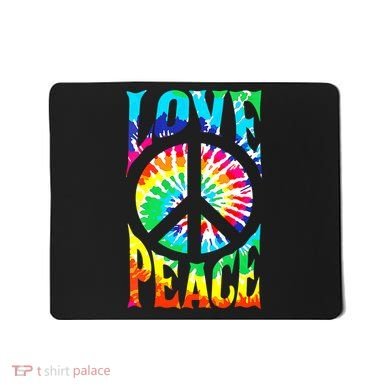 Funny 60s 70s Tie Dye Peace Hand Sign Hippie Mousepad