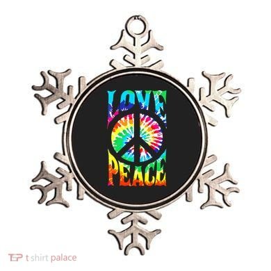 Funny 60s 70s Tie Dye Peace Hand Sign Hippie Ornament