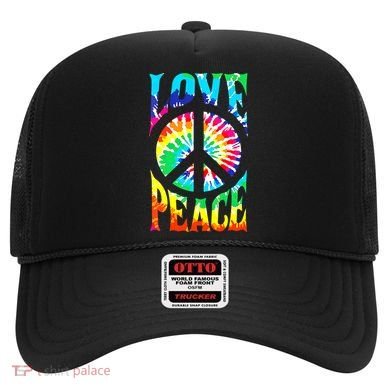 Funny 60s 70s Tie Dye Peace Hand Sign Hippie Hat