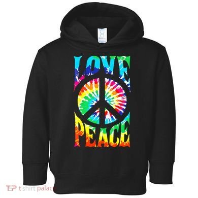 Funny 60s 70s Tie Dye Peace Hand Sign Hippie Toddler Hoodie