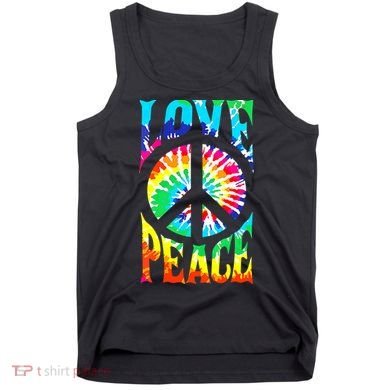 Funny 60s 70s Tie Dye Peace Hand Sign Hippie Tank Top