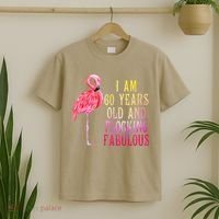 Funny 60th Birthday Pink Watercolor Flamingo 60 Year T-Shirt thumb 2