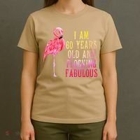 Funny 60th Birthday Pink Watercolor Flamingo 60 Year T-Shirt thumb 4